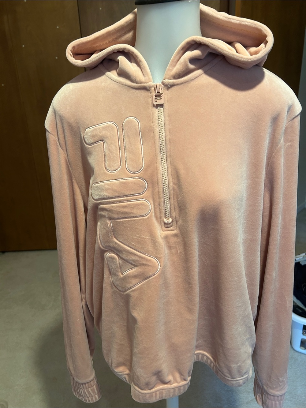Fila Dusty Pink Plush Half-Zip Hoodie